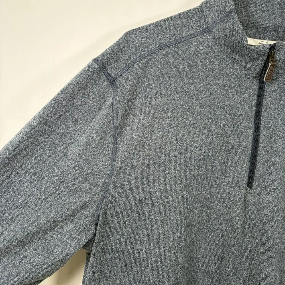 Greg Norman 1/4 Zip Pullover Sweater Mens Size Large Navy Blue Golf Collar Logo
